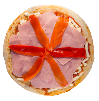 Pizza de jamón y morrón